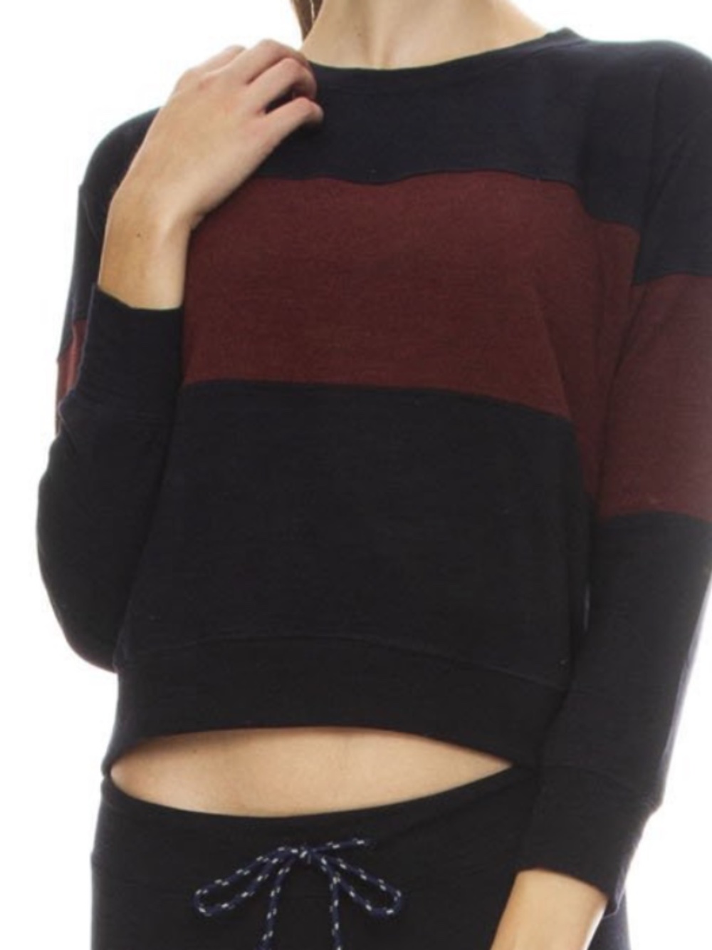 Sundry, Colorblock Sweatshirt, Midnight/Marsala, XS
